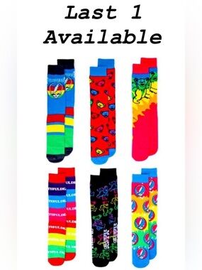 🧦 Grateful Dead Crew Socks Six (6)** different Pair Total